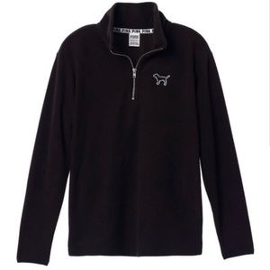 Victoria's Secret Pink Sweatshirt Quarter Zip Fleece Black Large